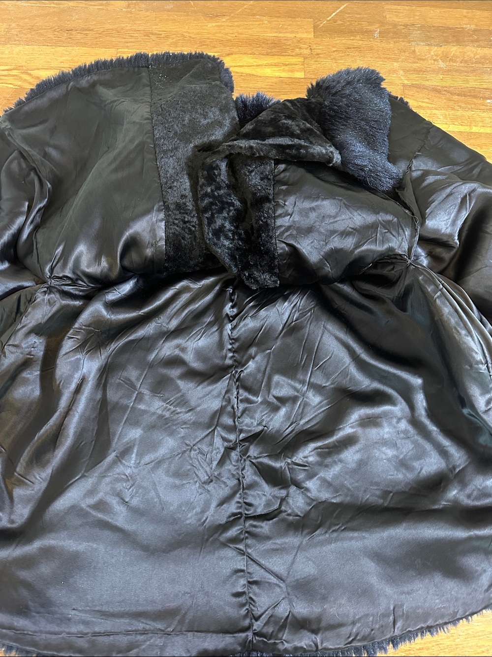 Vintage 60s Black Velvet Lush Navy Faux Fur Penny Lane Cape One Size - Picture 6 of 6